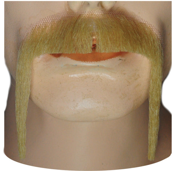 Mens Human Hair Fu Manchu Mustache | Champagne Blonde