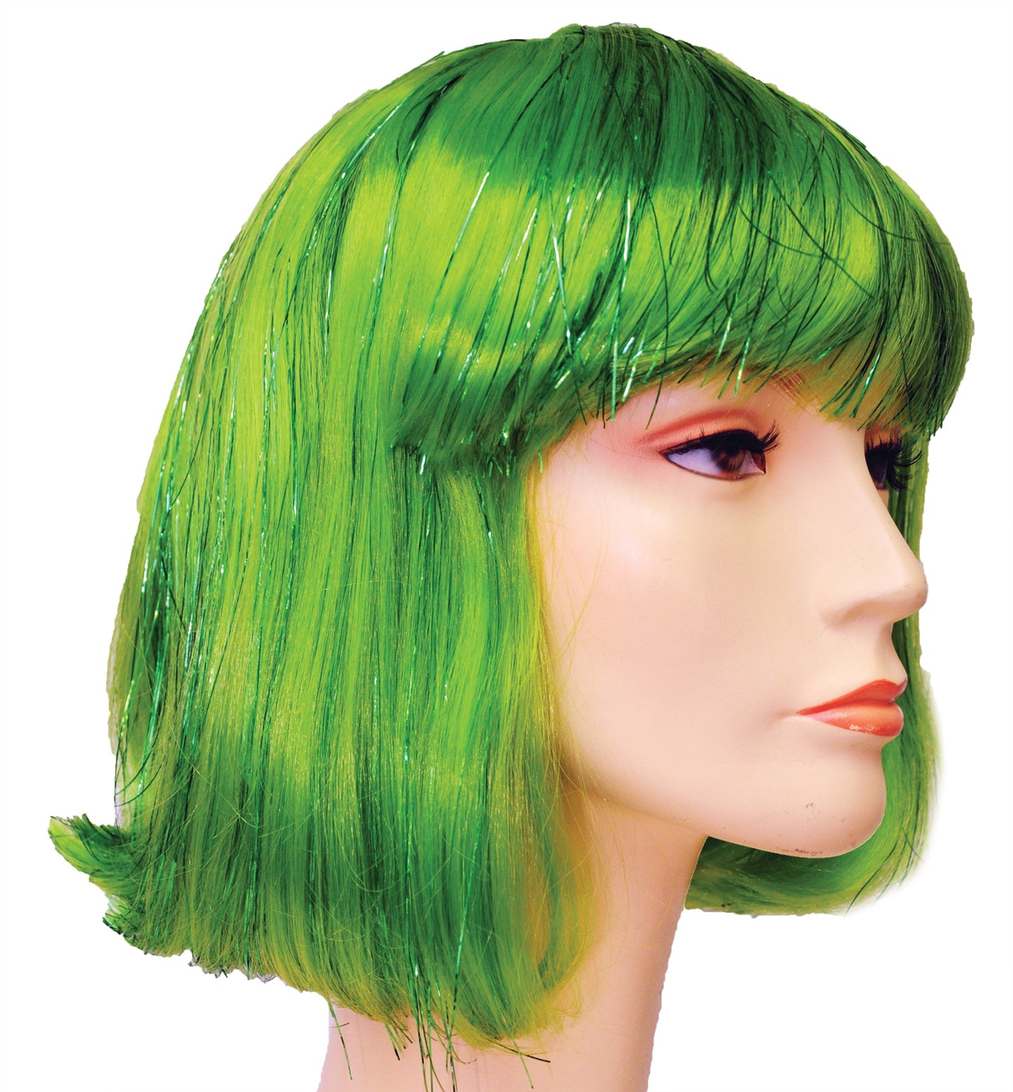 Womens Green Bargain China Doll With Tinsel Wig