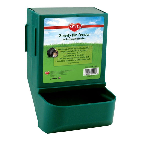 Kaytee Gravity Bin Feeder with Mounting Bracket for Rabbots, Guinea Pigs and Small Animals