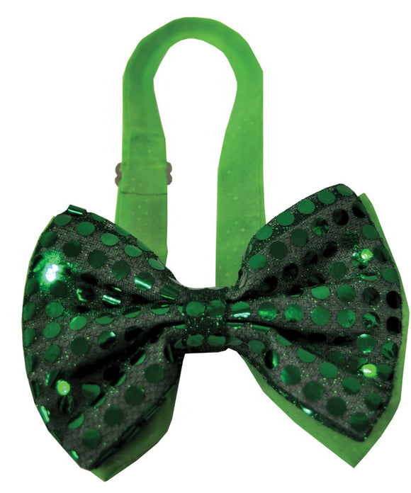 BOW TIE GREEN SEQUIN LIGHT UP