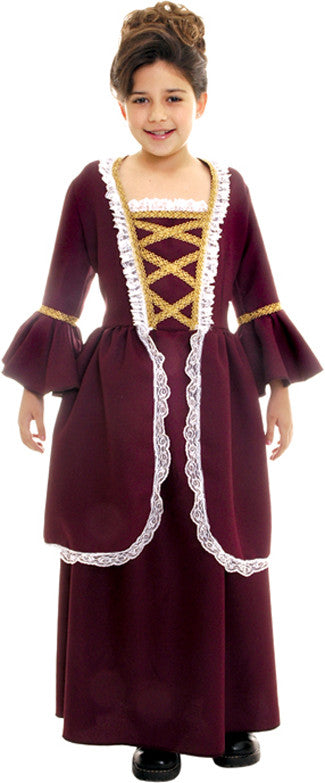 Girls Colonial Dress Costume - Medium