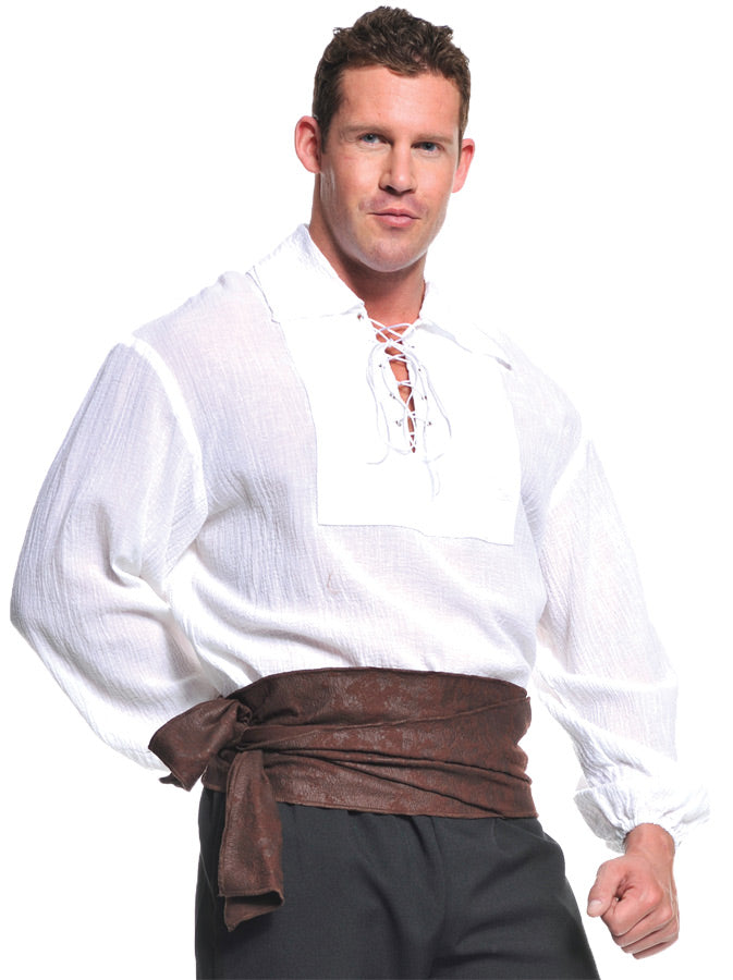 Mens Plus Size White Pirate Shirt Costume - 2XL
