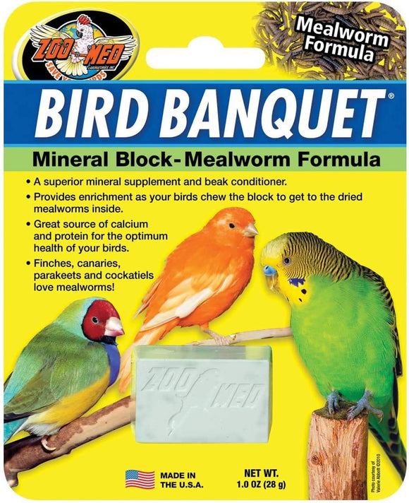 Zoo Med Bird Banquet Mineral Block Mealworm Formula