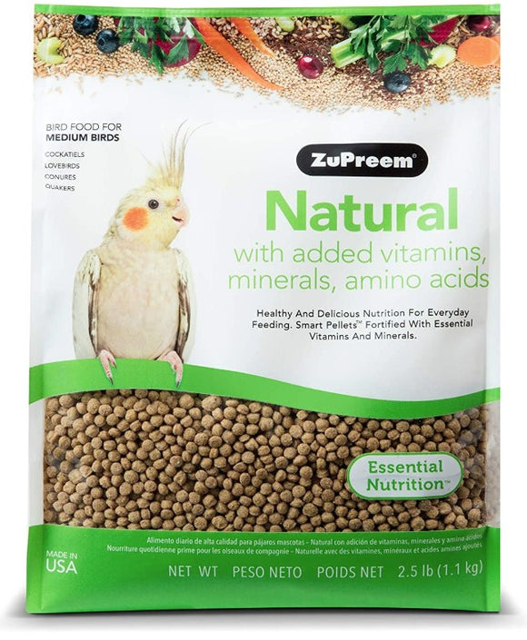 ZuPreem Natural with Added Vitamins, Minerals, Amino Acids Bird Food for Medium Birds