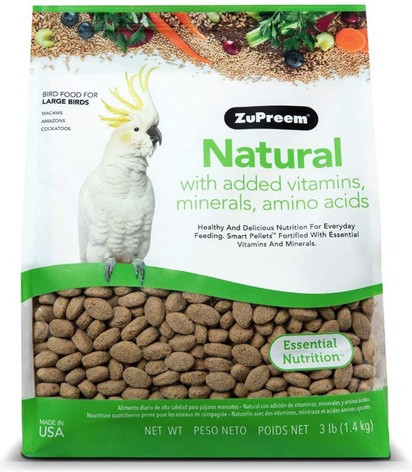 ZuPreem Natural with Added Vitamins, Minerals, Amino Acids Bird Food for Large Birds