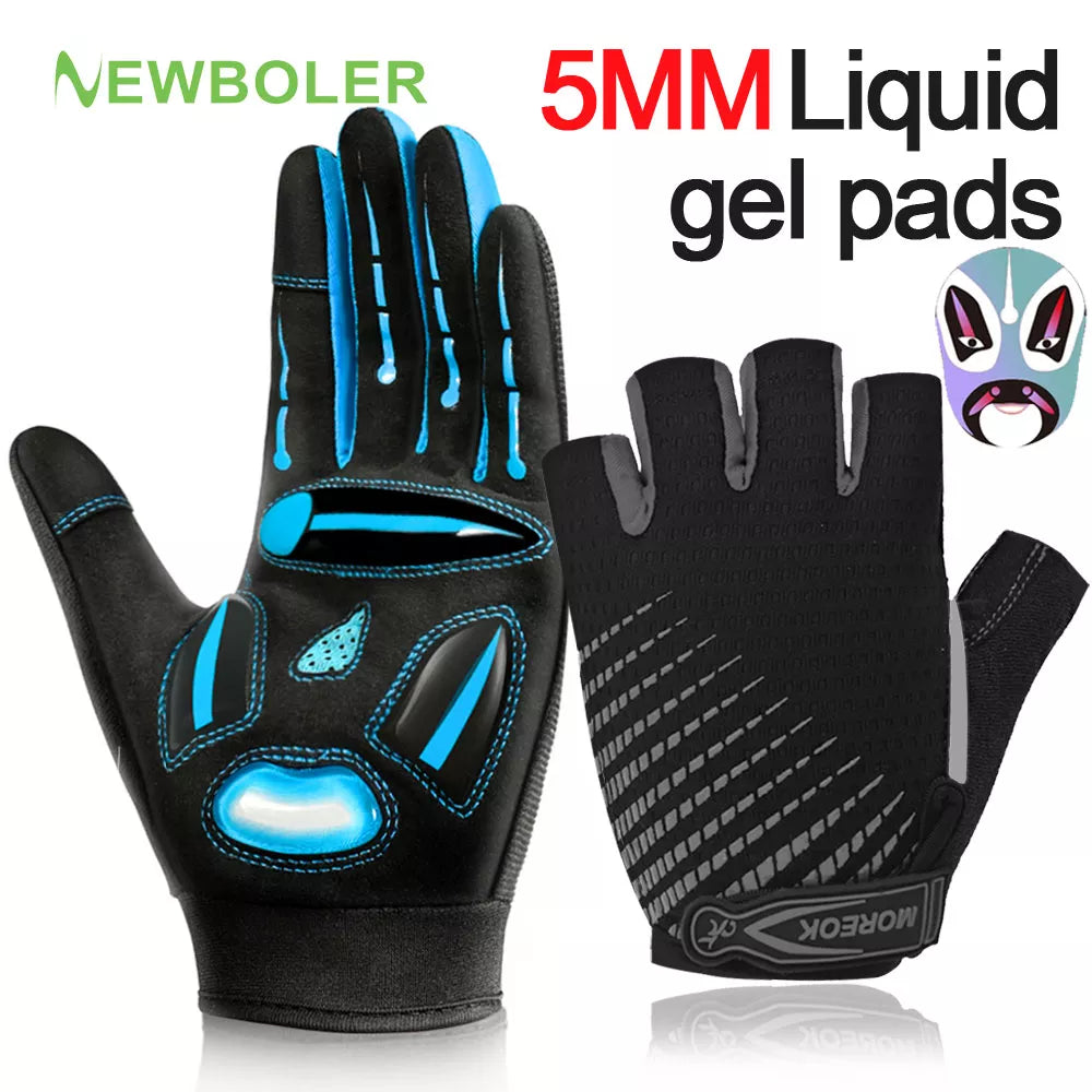 MOREOK Cycling Gloves Half Finger Bike Gloves 5MM Liquid Gel Pads Bicycle Gloves Men Women Shock-Absorbing Mountain Bike Gloves
