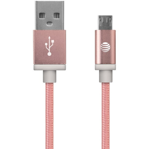 AT&T  MC05-ROS Charge & Sync Braided USB to Micro USB Cable, 5ft (Pink)