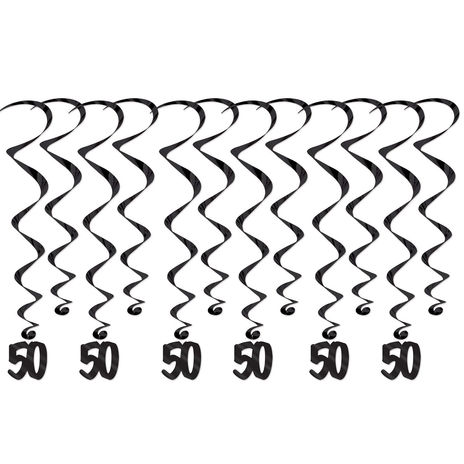 Beistle 50 Whirls - Black - Over-The-Hill | Party Supply | Decoration