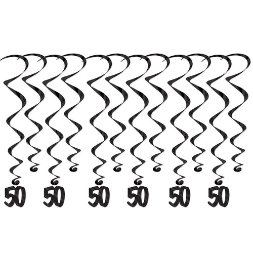 Beistle 50 Whirls - Black - Over-The-Hill | Party Supply | Decoration