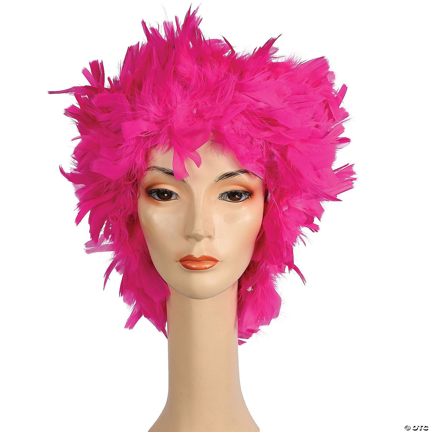 Womens Pink Feather Wig