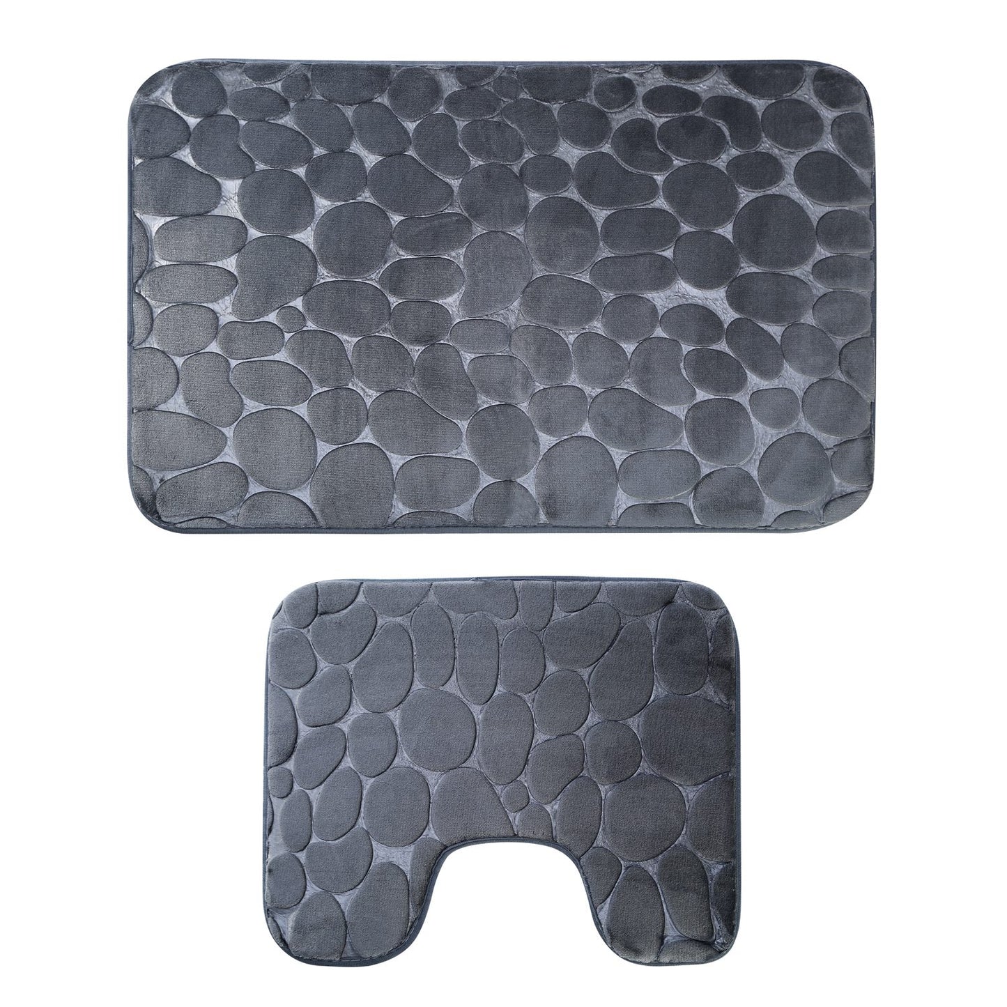 2 Pcs/Set Bathroom Rugs Luxury Flannel Non-Slip Bathroom Rugs Set Soft Pebb 3280