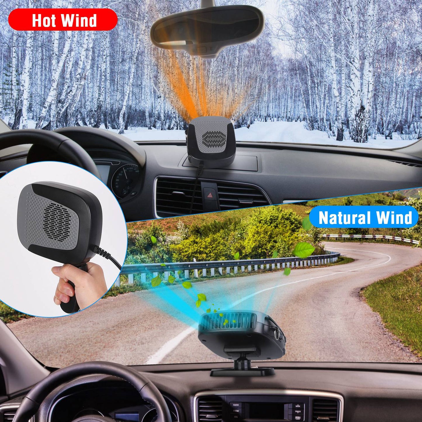 12V 150W Portable Car Auto Heater Heating Fan 2 in 1 Defroster Demister