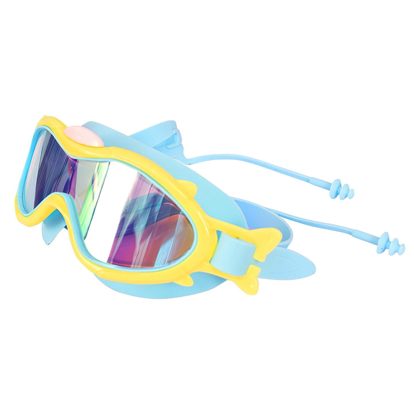 Kids Swim Goggles With Ear Plugs UV Protection Anti-Fog Leak Proof Wide View