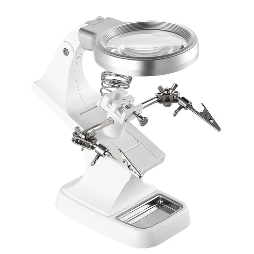 LED Light Helping Hands Magnifying Glass 3X/4.5X w/ 360°Adjust Third Hand