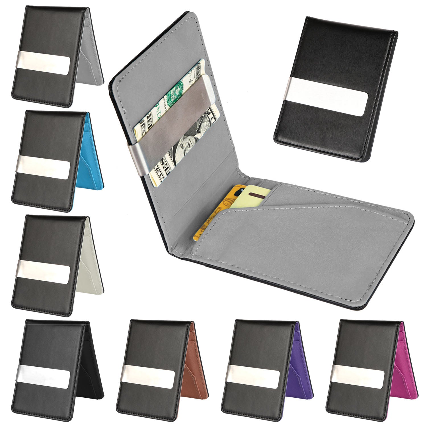 Unisex PU Leather Wallet RFID Blocking Slim Bifold Credit Card Holder with