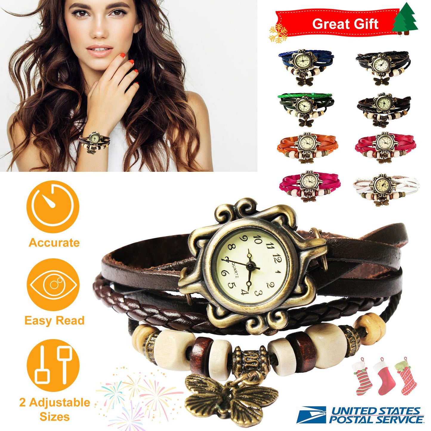 Vintage Women s Watch Bohemian Handmade Leather Watch Quartz Wrist Watch