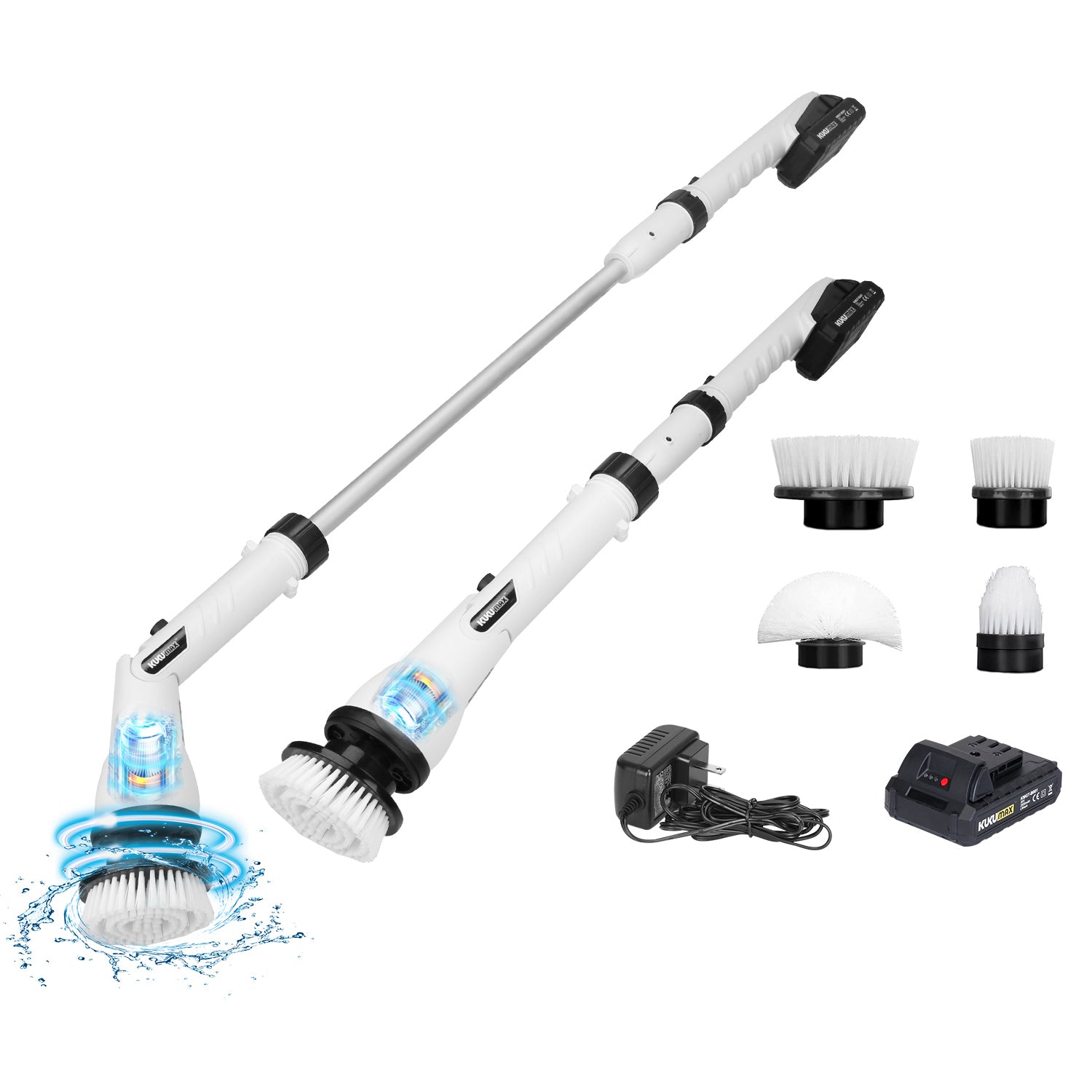 Electric Spin Scrubber Cordless Handheld Rechargeable Cleaning Brush with 4