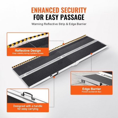 Portable Wheelchair Ramp 7 ft 800 lbs Capacity Non-Slip Aluminum Folding