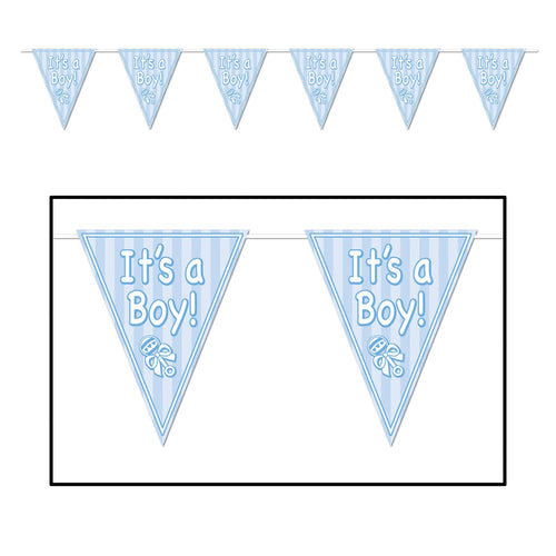 Beistle It's A Boy Pennant Banner - Baby Shower | Party Supply | Decoration