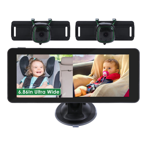 1080P Baby Car Camera for 2 Kids Dual Channel Car Baby Monitor Rear Facing Car