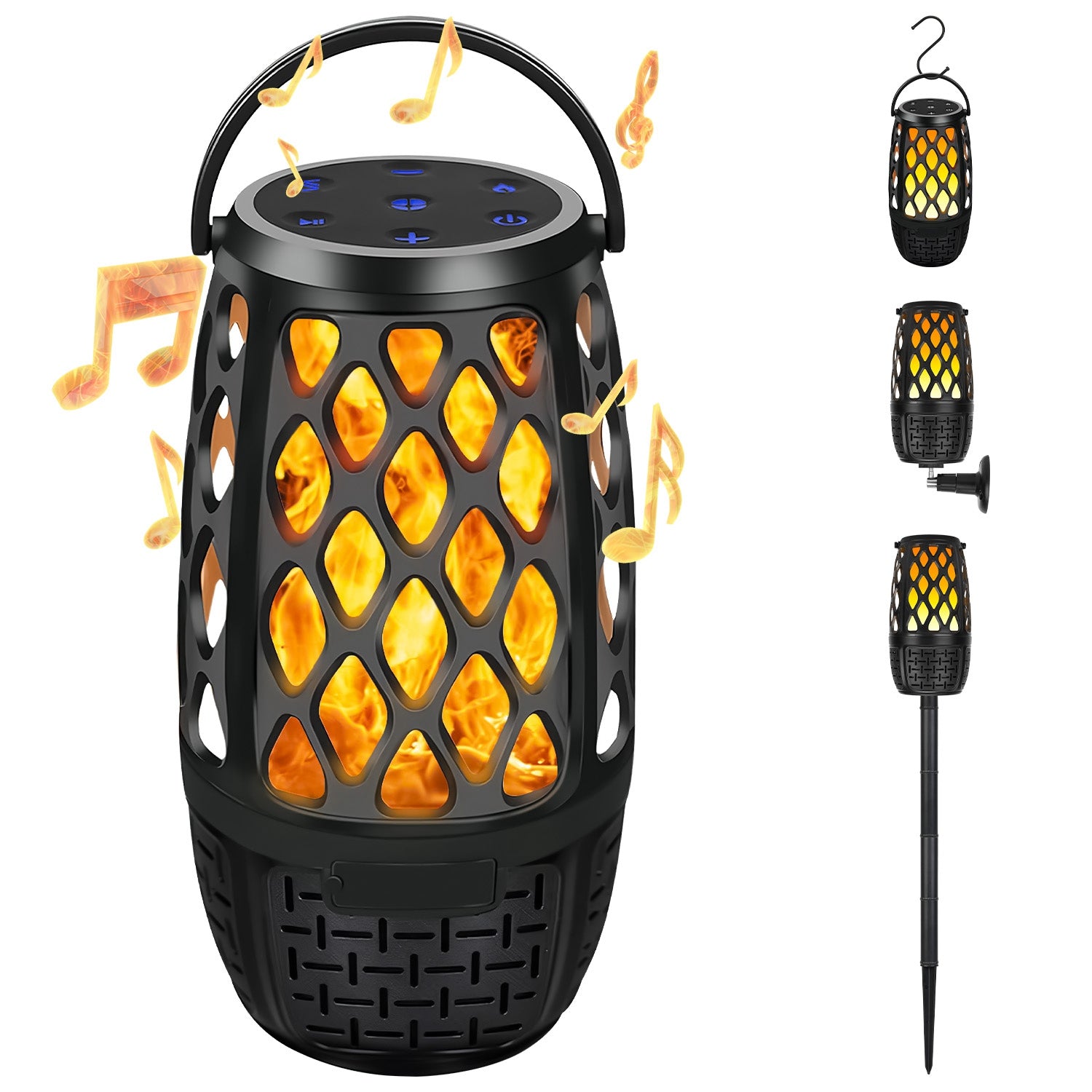 4 In 1 Wireless 5.3 Outdoor Speaker IPX5 Waterproof Patio Speaker LED Flame