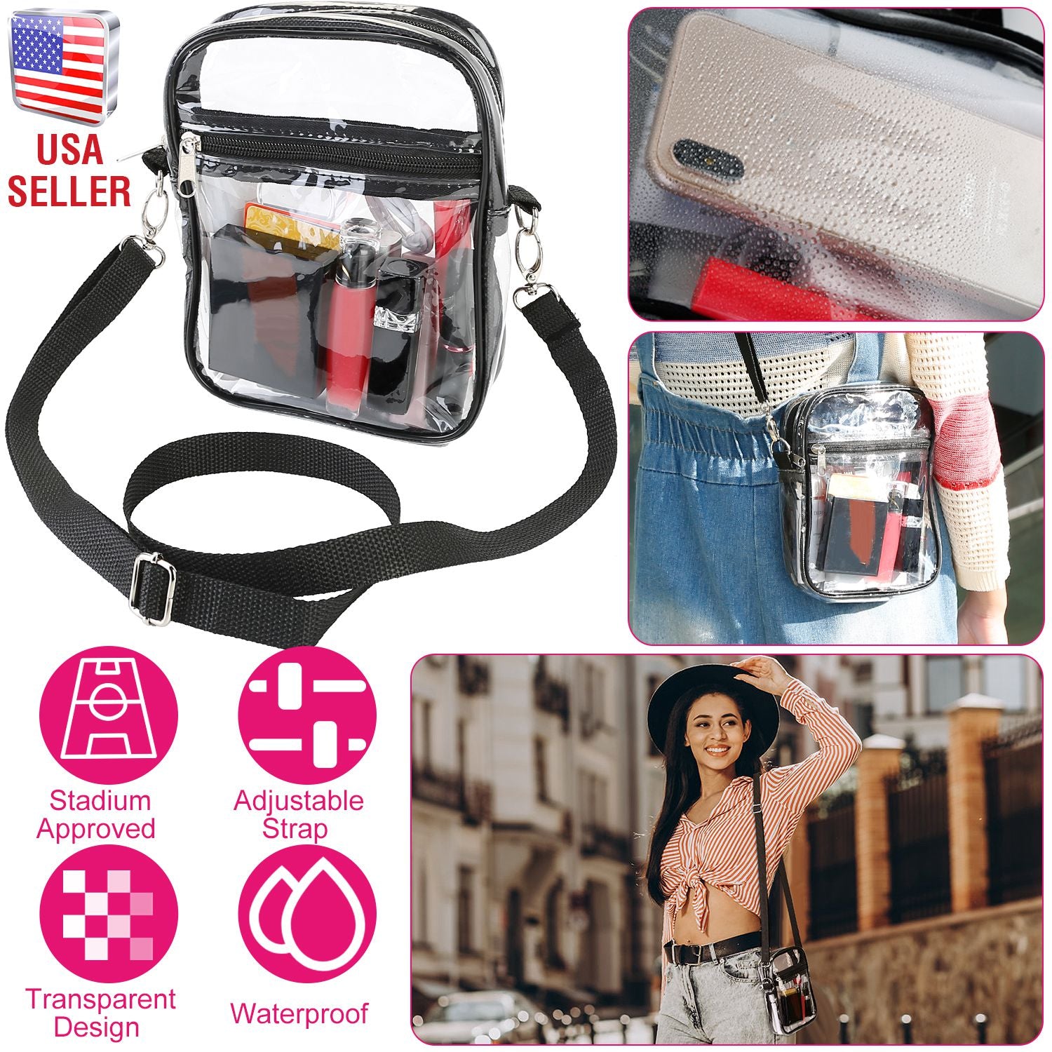 Clear Crossbody Bag Stadium Approved Clear Purse Transparent Small Shoulder Bag