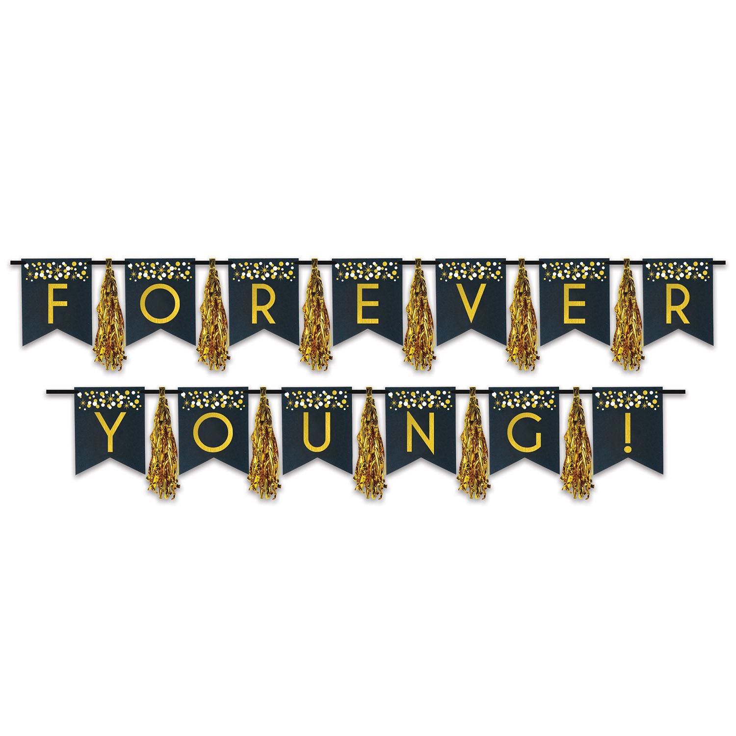 Beistle Forever Young! Tassel Streamer - Birthday-Age Specific | Party Supply