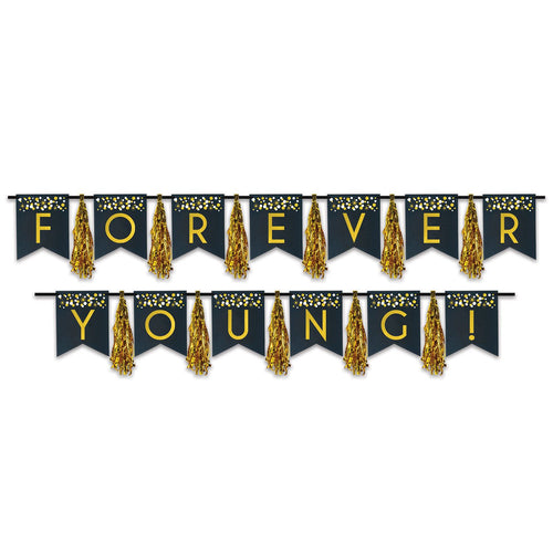 Beistle Forever Young! Tassel Streamer - Birthday-Age Specific | Party Supply