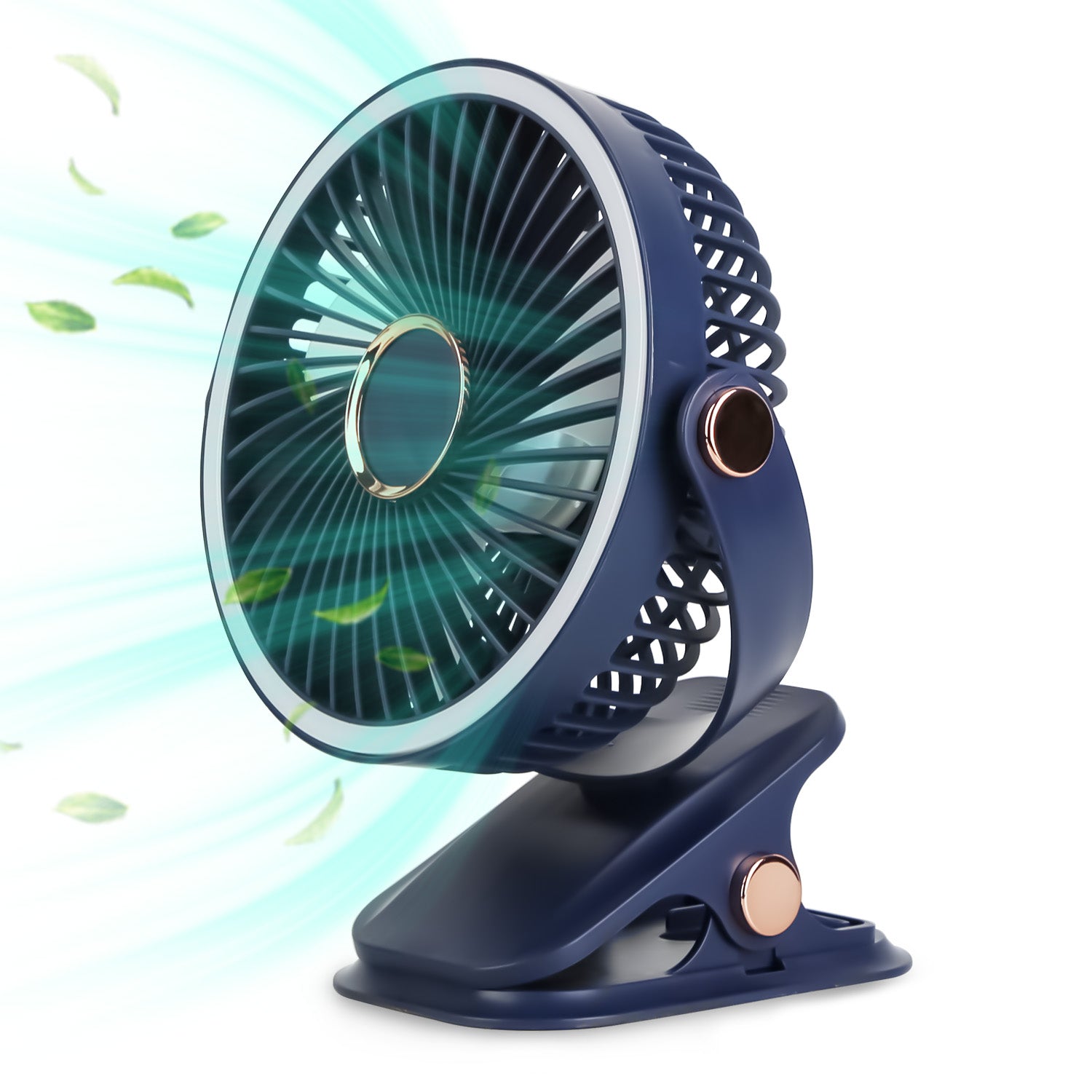 Portable Quiet Clip On Fan With 5 Speeds 3 Brightness 720° Fully Adjustable