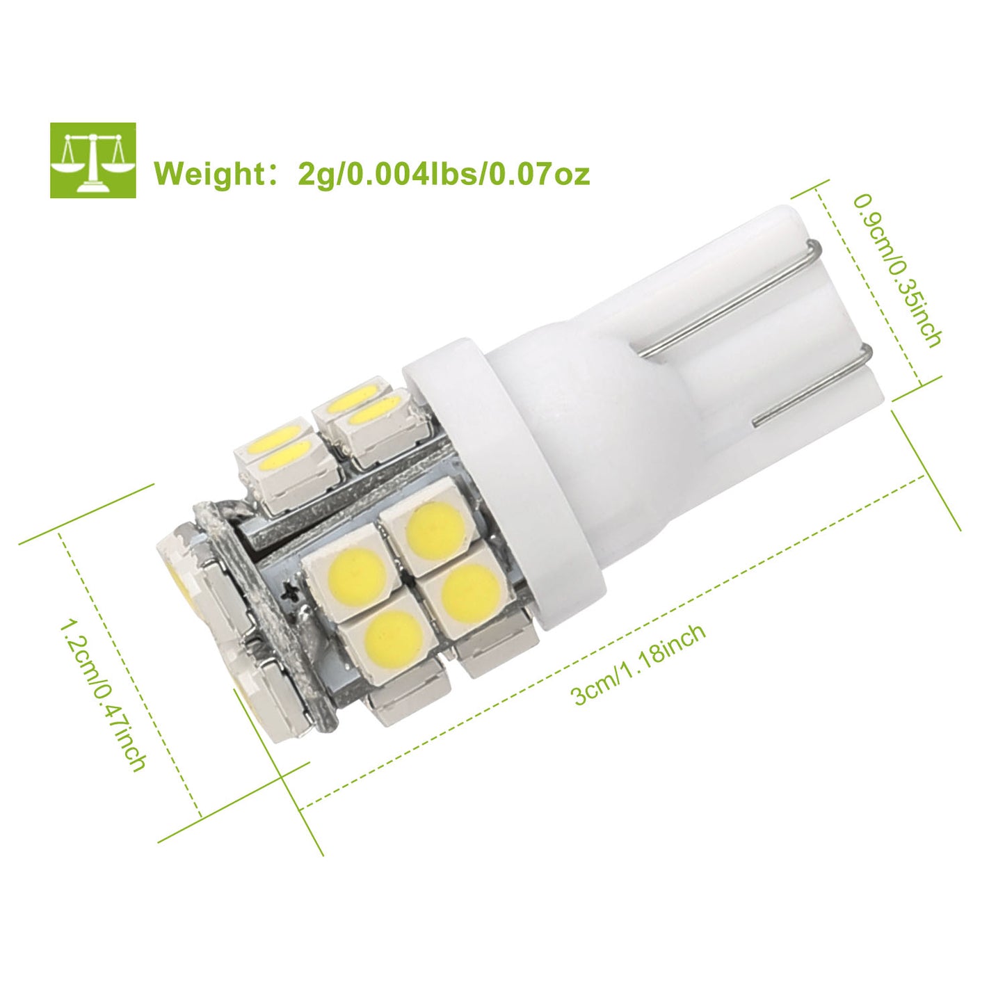 10Pcs 12V T10 LED Light Bulb Wedge Base Interior Dome Map LED Lights License