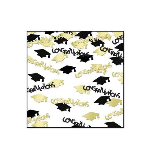 Beistle Congrats Black and Gold Caps Confetti - Graduation | Party Supply