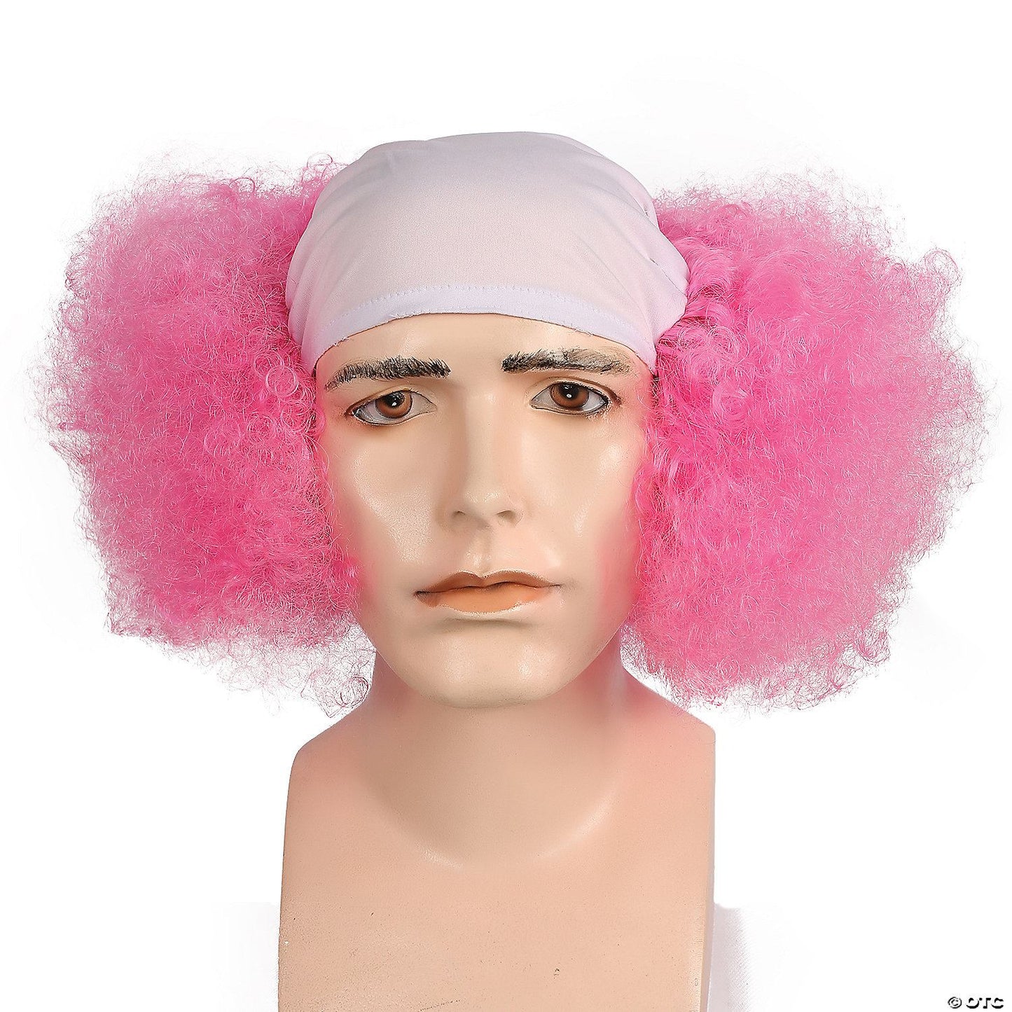 Adults Bald Curly Clown Wig | Hot Pink