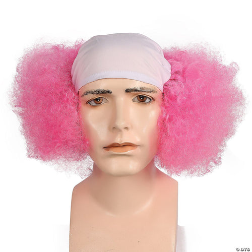 Adults Bald Curly Clown Wig | Hot Pink