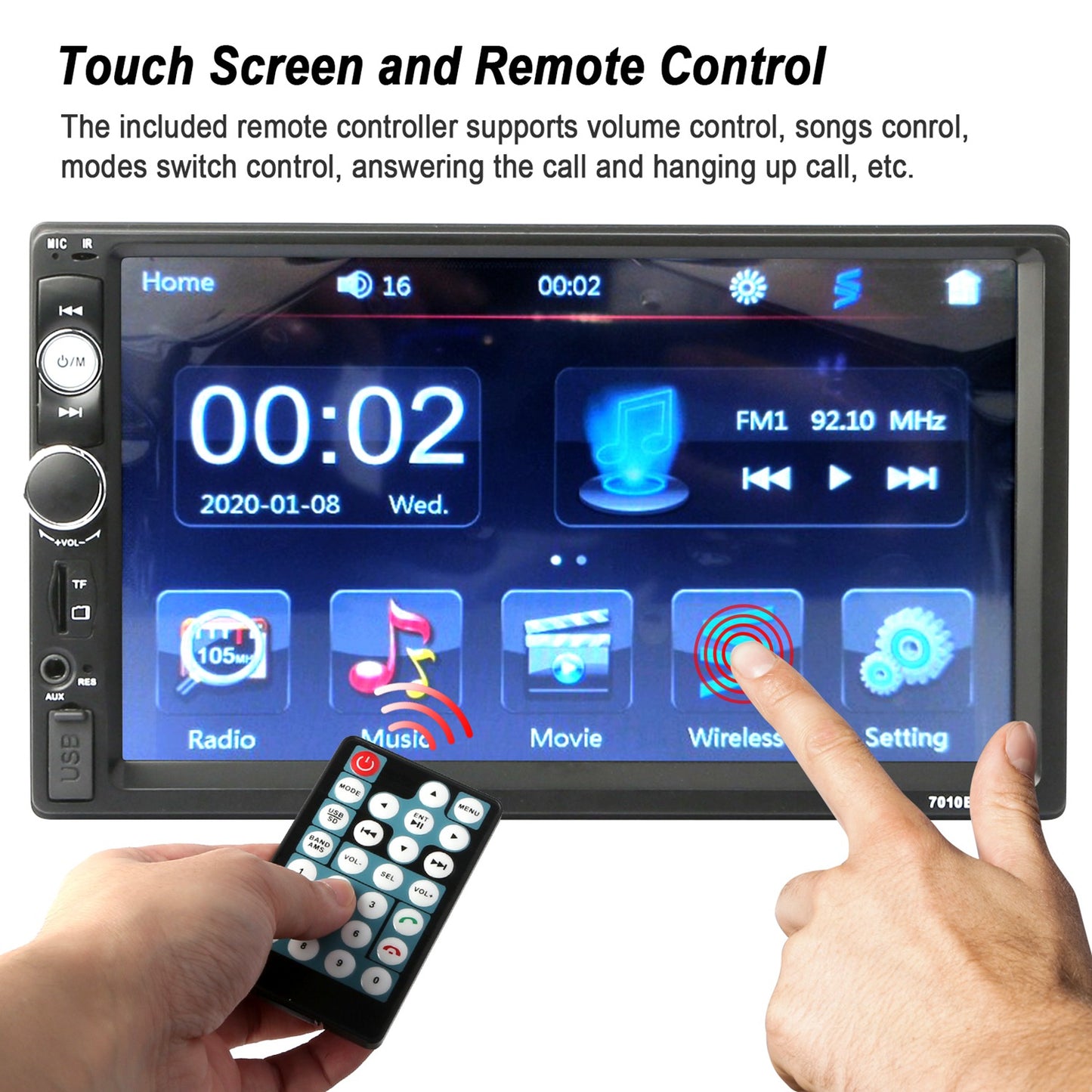 iMounTEK 7 Inches Universal Wireless Car MP5 Player 1080P Video Player Stereo