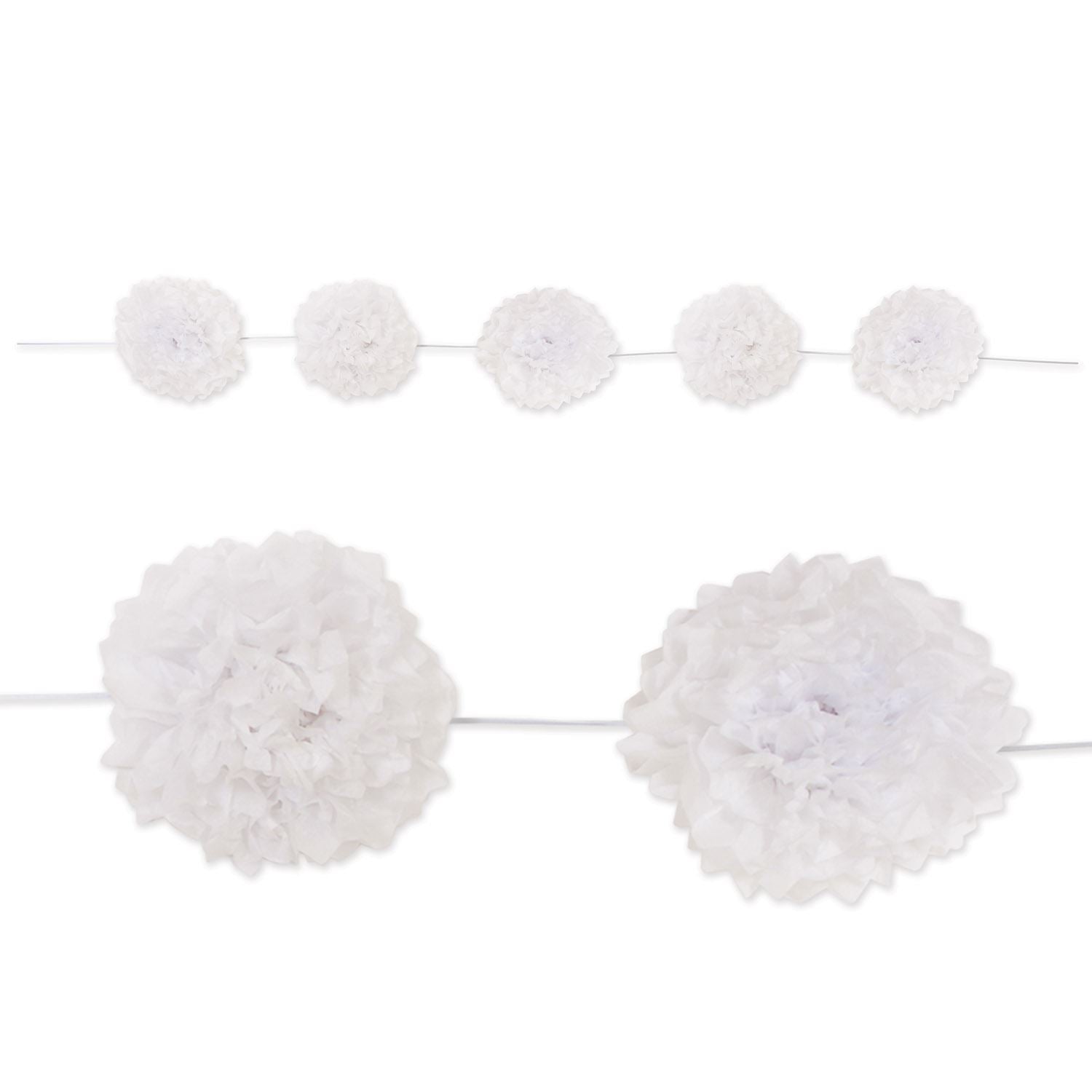 Beistle White Tissue Flower Garland - Wedding | Party Supply | Decoration