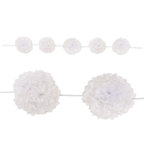 Beistle White Tissue Flower Garland - Wedding | Party Supply | Decoration
