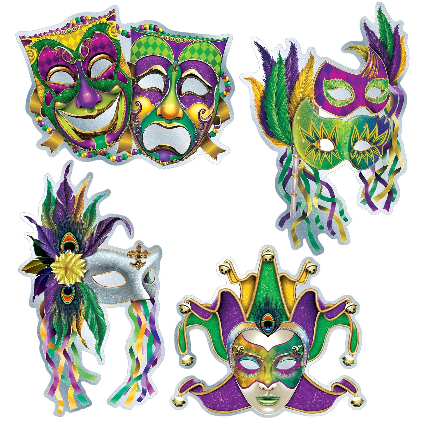 Beistle Foil Mardi Gras Mask Cutouts | Party Supply | Decoration