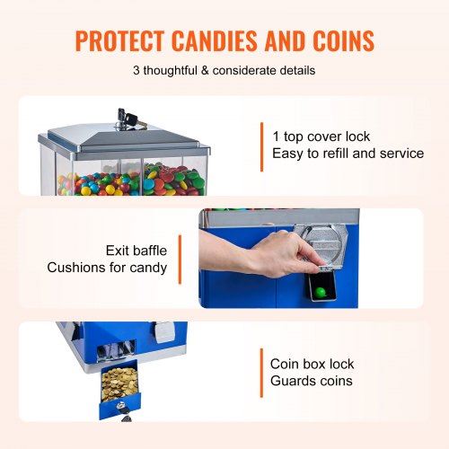 Gumball Machine with Stand Vending Coin Bank Vintage Candy Dispenser Bule