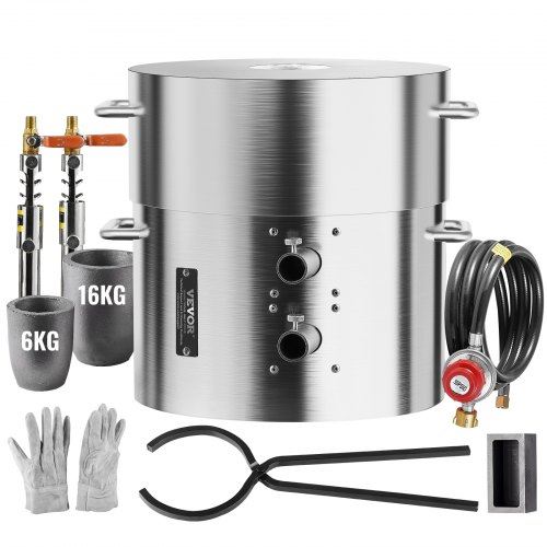 Propane Melting Furnace Kit 16KG/35lbs Dual Burner with Crucibles Tongs
