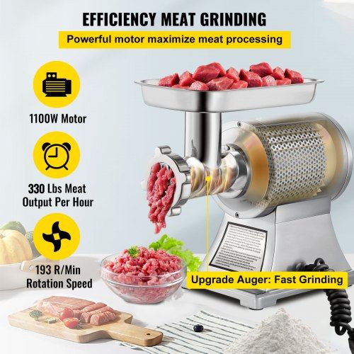 Commercial Meat Grinder 550LB/h 1100W Electric Meat Grinder 220 RPM