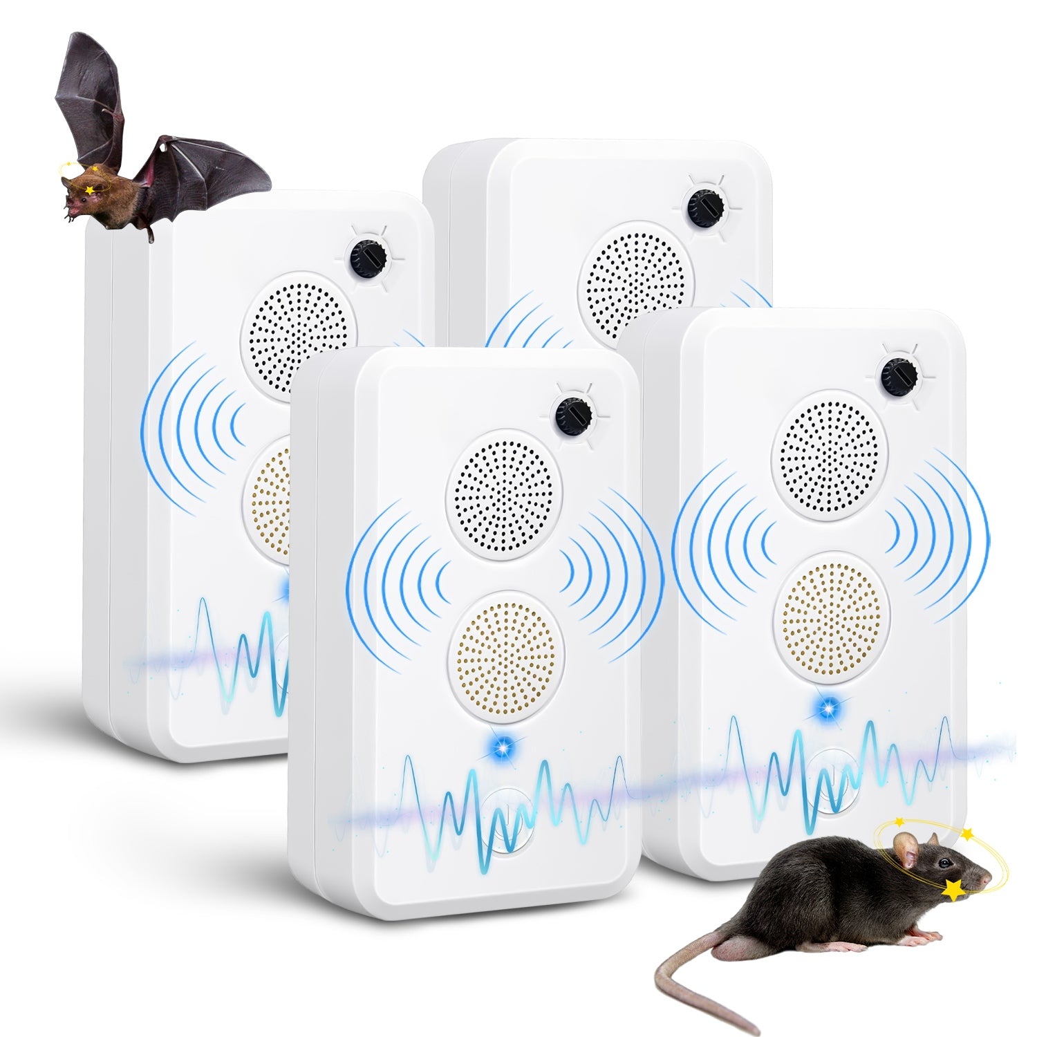 4Pack Rechargeable Ultrasonic Bat Repellent Indoor Outdoor Bird Mouse Deterrent