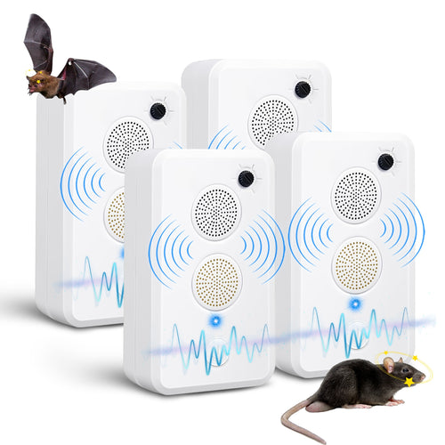 4Pack Rechargeable Ultrasonic Bat Repellent Indoor Outdoor Bird Mouse Deterrent