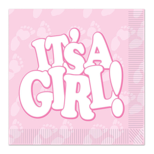 Beistle It's A Girl! Beverage Napkins - Baby Shower | Party Supply