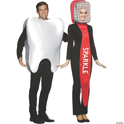 Unisex | Adults Tooth and Toothbrush Couple Costumes