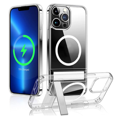 Magnetic Metal Kickstand Clear Case Shockproof Anti Yellowing Phone Cover 7492