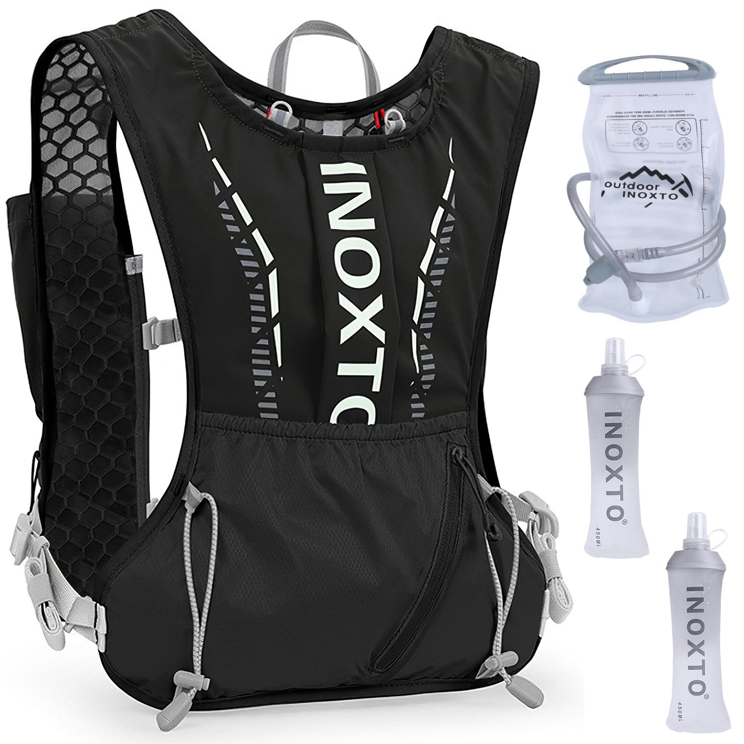 Sport Hydration Vest Running Backpack with 15oz 50oz Water Bladder Adjustable