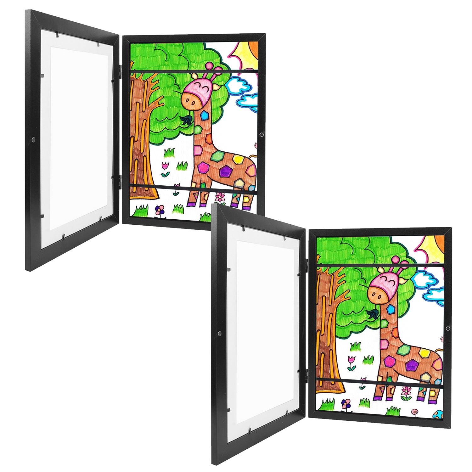 11.69x16.53in Kids Art Frame Front Opening Wooden Frame Artwork Display Storage