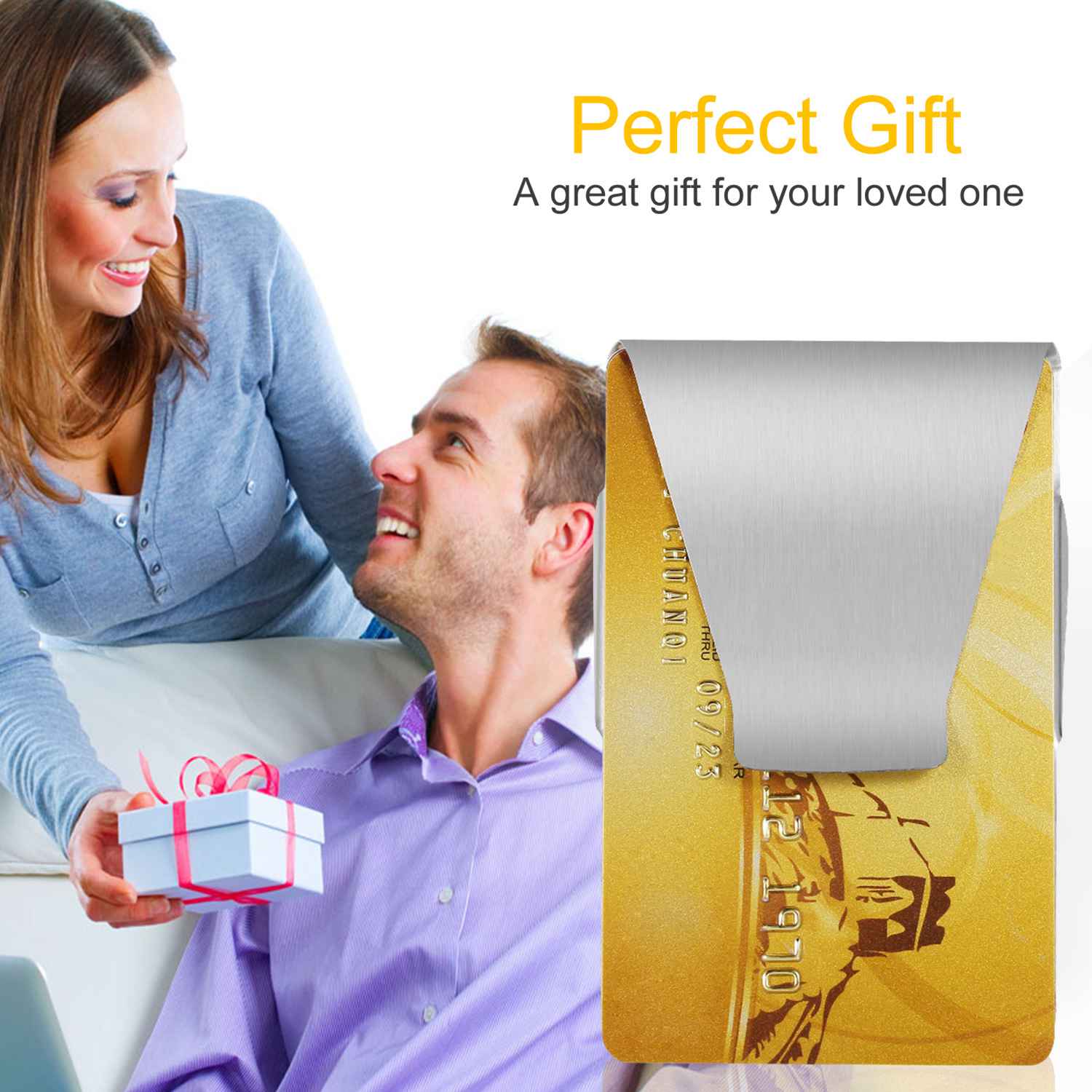 Slim Clip Double Sided Money Clip Credit Card Holder Wallet Stainless Steel