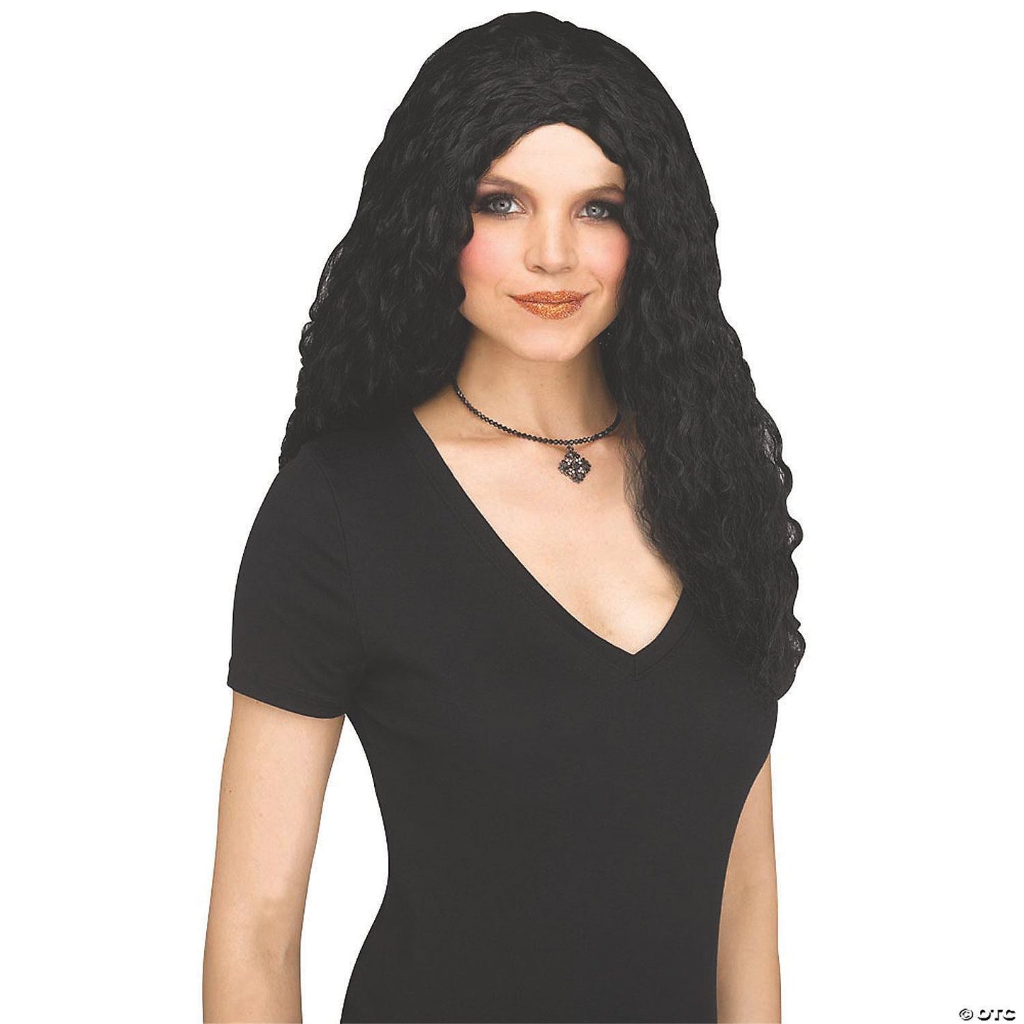 Adults Black Crimped Wig