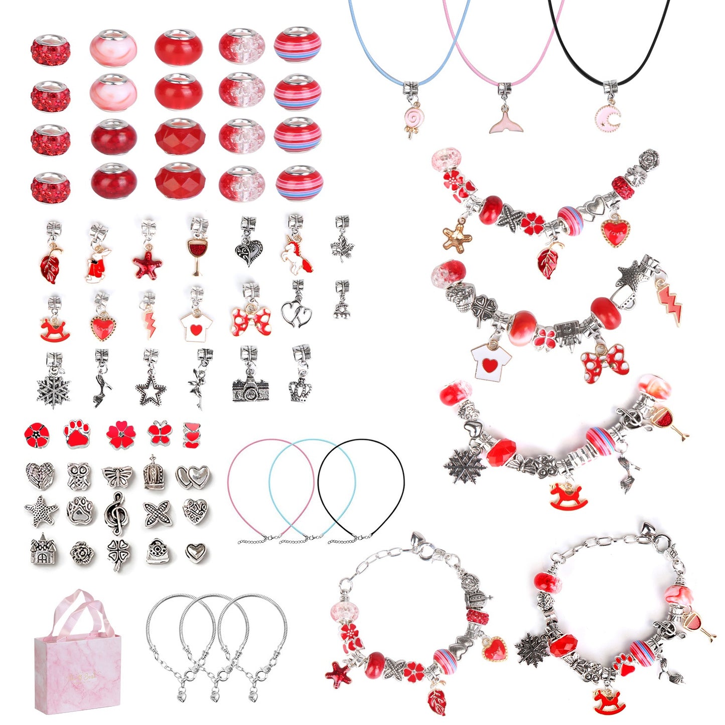 66Pcs Charm Bracelet Making Kit Kids Jewelry Necklace Making Kits Colorful